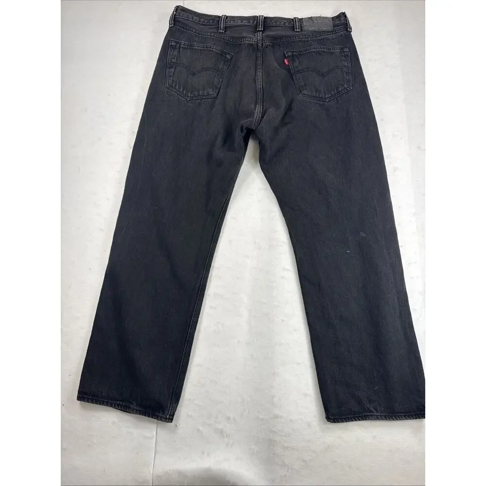 Levi’s 501 Men’s 38x30 Jeans Black Button Fly Denim Pants Straight Leg